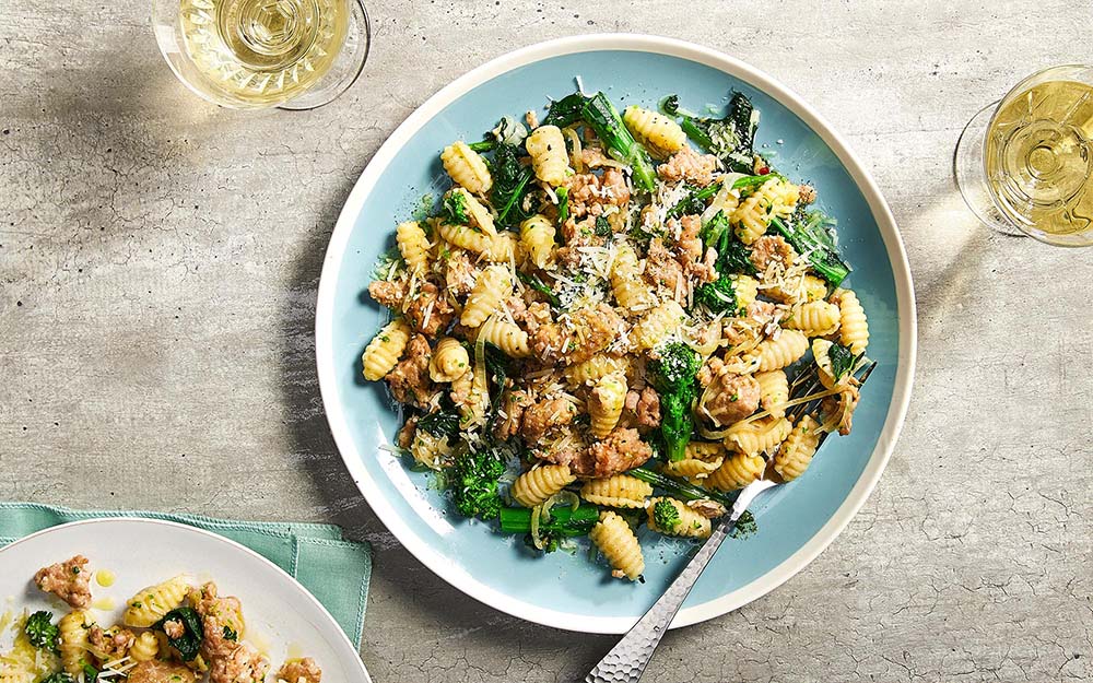 Italian Sausage Orecchiette with rapini and parmesan,