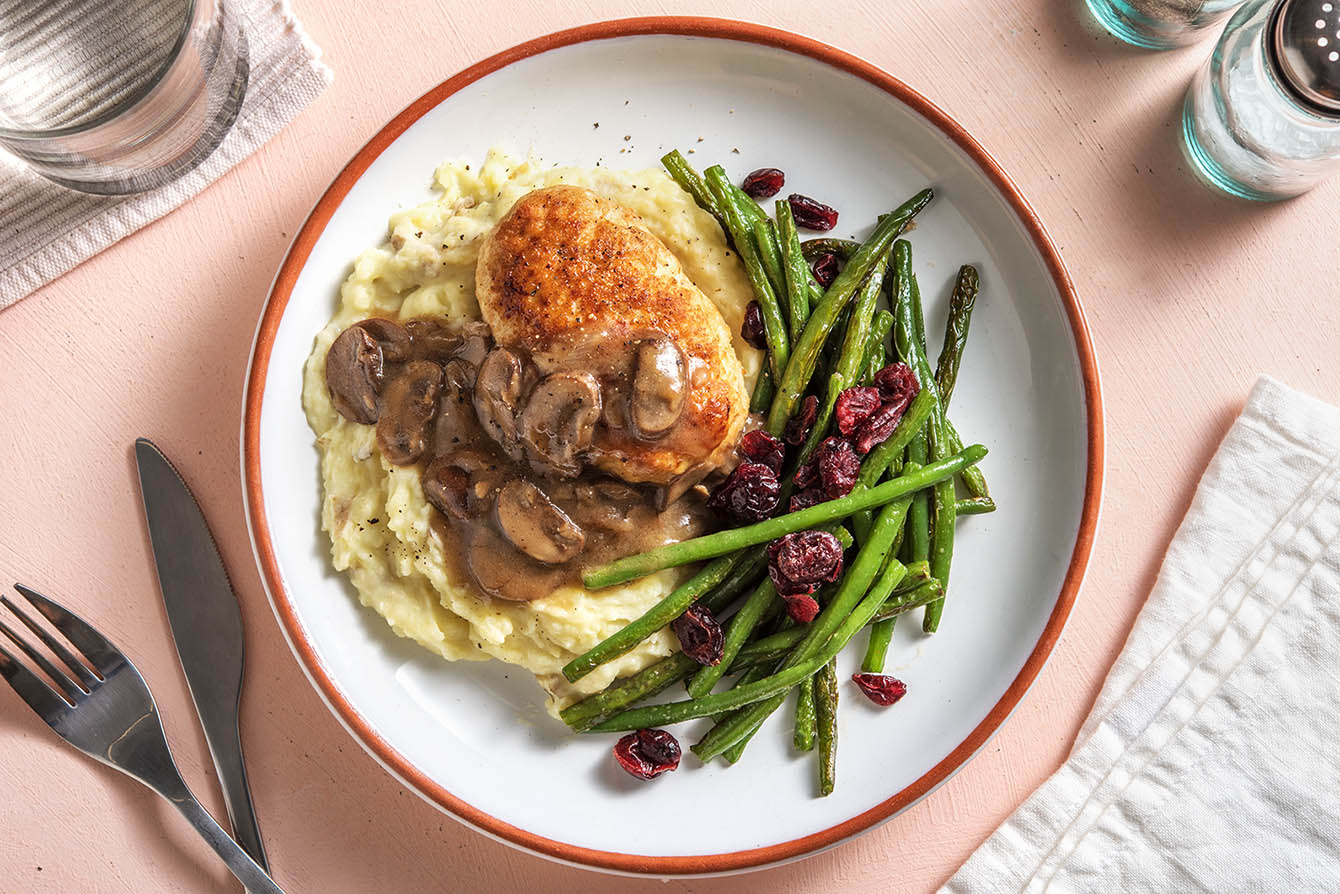 Holiday Meatloaves with mashed potatoes and mushroom gravy