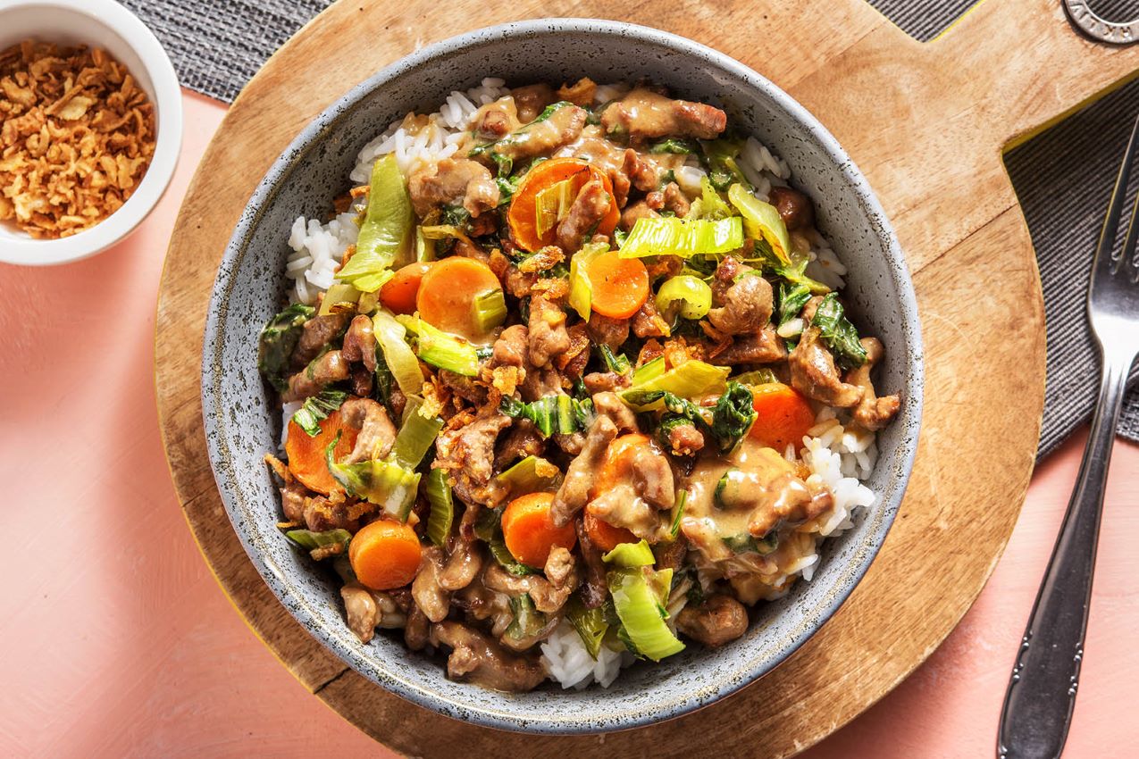 Beef Thai Green Curry with coconut curry sauce