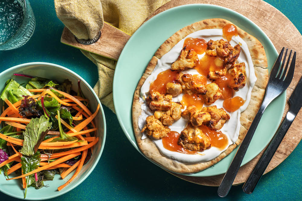 Tandoori Chicken with naan and carrot salad