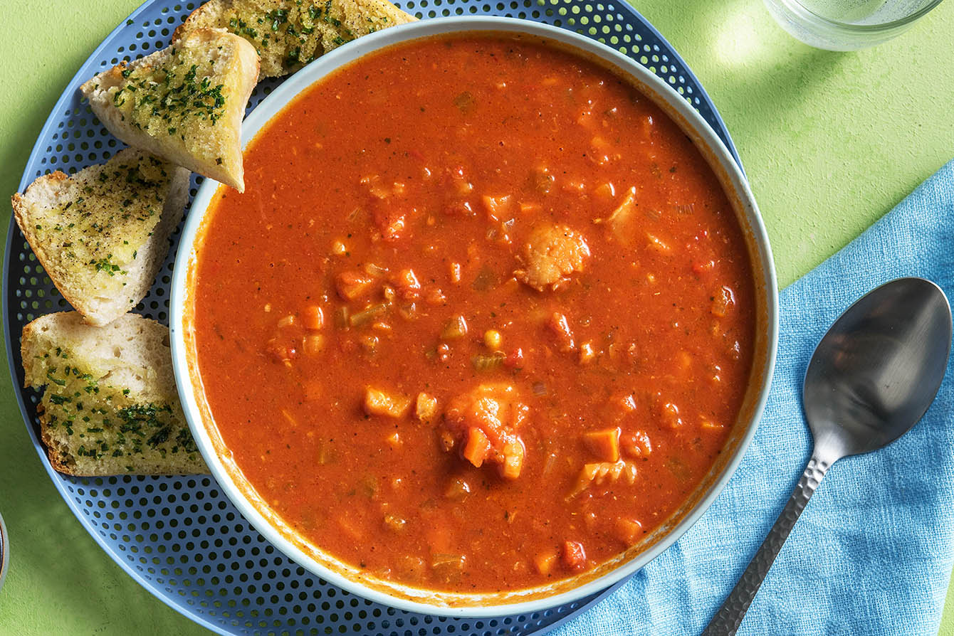 French-Style Fish Stew with chive butter toasties