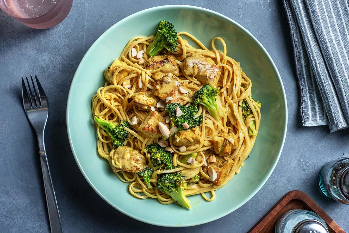 Penang Turkey Curry with coconut milk and chow mein noodles